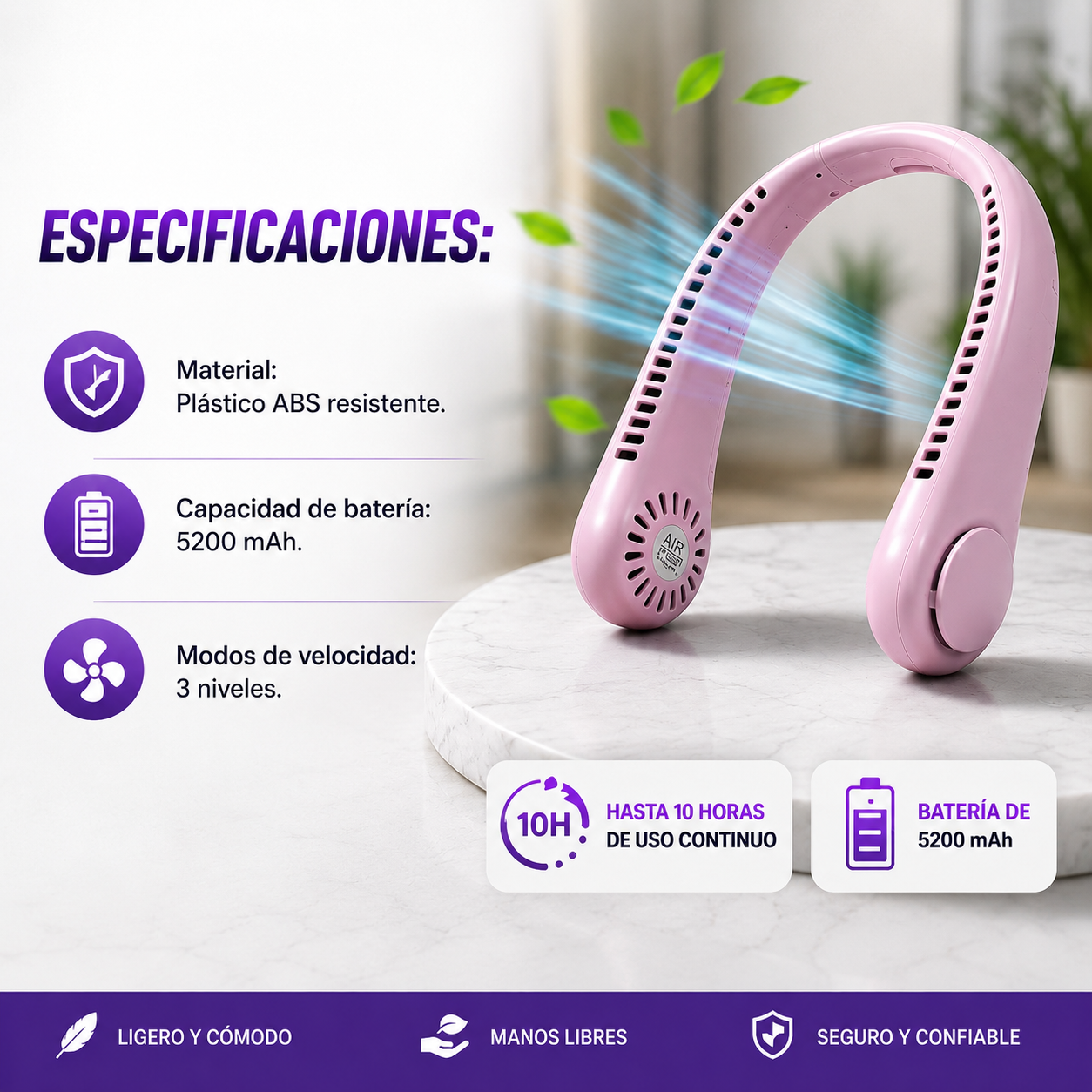 Ventilador de cuello portátil