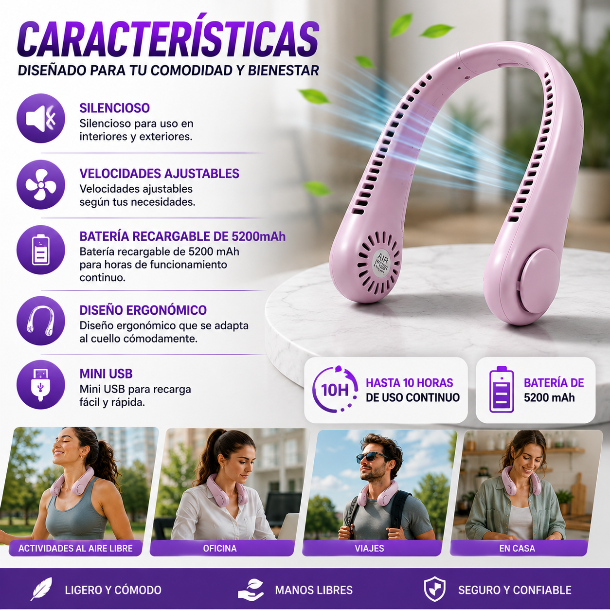 Ventilador de cuello portátil