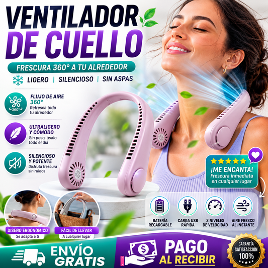 Ventilador de Cuello Portátil Premium 5200 mAh | Silencioso, Ligero y Manos Libres